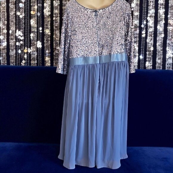 Ever-Pretty Women's Round Neck Sequin PartyDress Long Plus Size Evening Dress 20 - Picture 4 of 16
